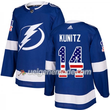 Herren Eishockey Tampa Bay Lightning Trikot Chris Kunitz 14 Adidas 2017-2018 Blue USA Flag Fashion Authentic
